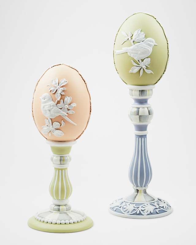 Cameo Pedestal Eggs, Set of 2